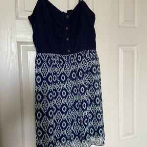 Beautiful navy & green mini sundress